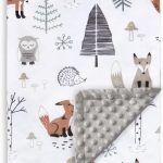 HOMRITAR Baby Blanket for Boys Girls Soft Plush Minky Blanket with Double Layer Dotted Backing for Toddler with Forest Foxes Multicolor Printed 30 x 40 Inch(75x100cm)